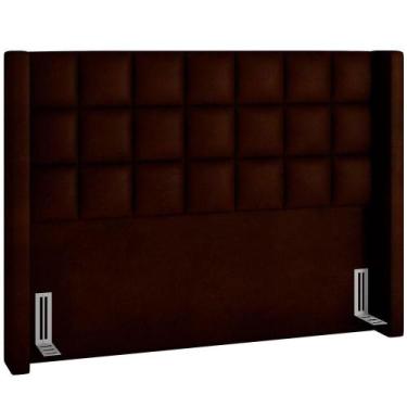 Imagem de Cabeceira Cama Box Casal 195cm Paris material sintético Marrom - LYAM 