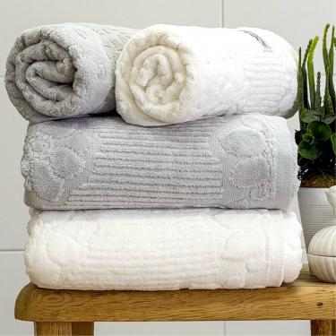 Imagem de Jogo De Toalhas Lollipop Buddemeyer 4 Peças 100% Algodão Branco-prata