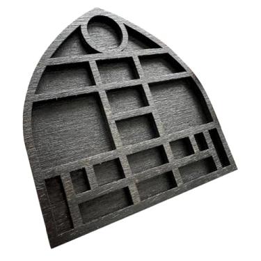 Imagem de YIJU Mini prateleira para joias, porta-joias em miniatura, vários compartimentos, organizador portátil para várias grades, bandeja de de pedras de, Preto