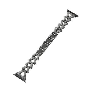 Imagem de Pulseira De Metal Com Diamantes Para Apple Watch Series 9 8 7 SE 6 Ult