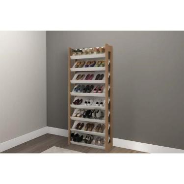 Imagem de Armário Sapateira Casal Az1006 C- 8 Prateleiras Amêndoa-branco - Tecno Mobili