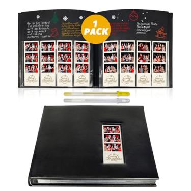 Imagem de Kuword Livro De Convidados Casamento Com Encarte Para Cabine Fotos - 160 Capas 2X6 E Espaço Assinatura Convidados, Álbum Memórias Em Couro Pu Casamentos, Festas Família (Preto)