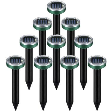 Imagem de Repelente de toupeira ultrassônico movido a energia solar, controle de mouse de vibração ao ar livre à prova d'água para jardim de quintal, repelente de roedores eficaz de 360° com som ultrassônico