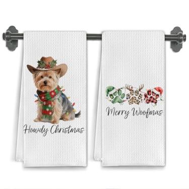 Imagem de Elefeltclave Western Christmas Yorkshire Terrier Toalhas de cozinha para cães, presentes Yorkie para mulheres, panos de prato de chá para decoração de cozinha, presentes para amantes de cães, toalha