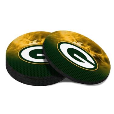 Imagem de Lawintt Conjunto de 4 porta-copos para bebidas, porta-copos para mesa de centro e mesa, porta-copos de design verde para fãs de futebol, base de borracha antiderrapante de 10 cm