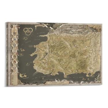 Imagem de Roda do Mapa do Tempo da Terra Média Motivacional Palavras Pôster Impressão Tela Arte de Parede Sala de Estar Quarto 08 x 12 polegadas (20 x 30 cm) Estilo moldura