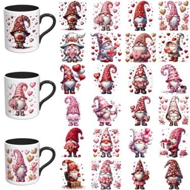 Imagem de Adesivos DTF UV Valentine - 24 folhas pacote engraçado UV DTF copo envoltório para canecas de vidro café, decalques DIY para copos, esfregar à prova d'água em transferências para artesanato (Gnomos de