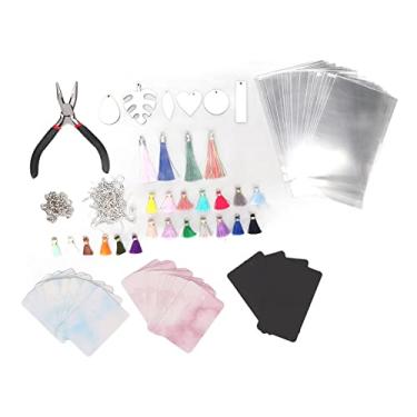 Imagem de Kit de espaços em branco para brincos de sublimação, dupla face, faça você mesmo, conjunto de artesanato de transferência de calor com ganchos de brinco, borlas para fazer joias,