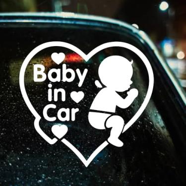 Imagem de Decalque Baby in Car – Adesivo de vinil fofo de 18 x 18 cm para janela de carro – impermeável, fácil de aplicar, placa removível de bebê a bordo para SUV, caminhão, para-brisa traseiro