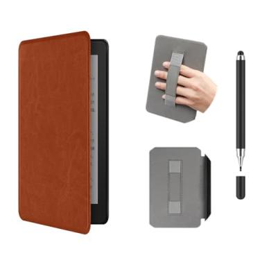 Imagem de Akacy Textura de couro sintético com alça para Kindle 10th de 6 polegadas (versão 2019 modelos J9G29R), capa leve (8)