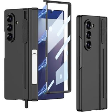 Imagem de Clatoxi Capa para Samsung Galaxy Z Fold 7 com suporte para caneta S com engrenagem, protetor de tela HD e proteção magnética para dobradiça, capa fina de policarbonato rígido com suporte para Samsung