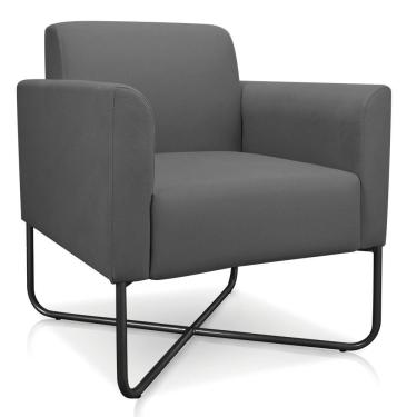 Imagem de Poltrona Marisa Suede Grafite Base X Industrial Preta