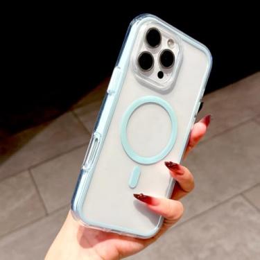 Imagem de IRTGFG Capa de carregador sem fio luxuosa e transparente de TPU macio para iPhone 15 Pro (para iPhone 15 Pro/verde claro)