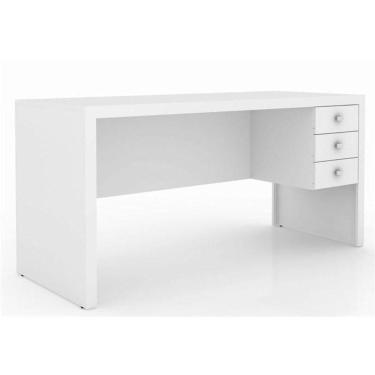 Imagem de Mesa Com 03 Gavetas Para Home Office Me4113 Branco - Tecno Mobili