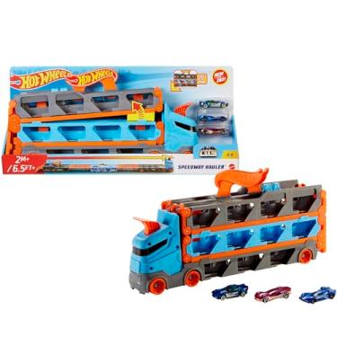 Imagem de Hot Wheels City Pista de Brinquedo Trailer Speedway para crianças a partir de4 anos