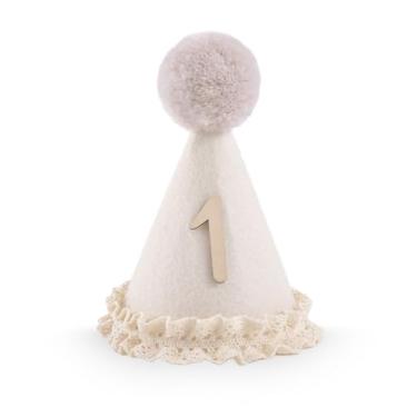 Imagem de Yrrue Sweet Lace 1st Birthday Crown - First Birthday Party Hat | Princess One Decorations | Beige Floral Cake Smash Accessory (Sweet Lace 1st Birthday Hat)