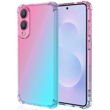 Imagem de Osophter Capa para Galaxy S26: Mulheres Meninas Cantos Reforçados TPU Absorção de Choque Flexível Cor Gradiente para Samsung Galaxy S26 Capa de Telemóvel (Rosa Azul-petróleo)