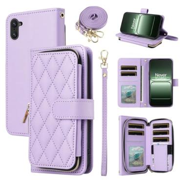 Imagem de Furiet Argyle Capa carteira para OnePlus Ace 5 Racing com alça de pulso/ombro, compartimento para cartão com zíper bolsa de luxo couro PU suporte capa de celular xadrez para 1 + 1 + Ace5 5Racing