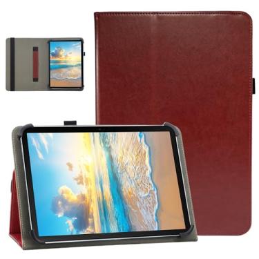 Imagem de Capa universal para tablet Android de 7 8 polegadas, capa fólio Nannxiebky fina com suporte dobrável com alça de mão para tablets de 7,0 8 polegadas e todos os tablets de 7 a 21,6 cm, vinho tinto