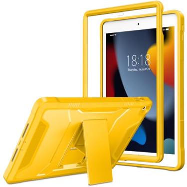 Imagem de VIKESI Capa protetora para iPad 9ª/8ª/7ª geração 2021/2020/2019, iPad 10,2 polegadas, resistente, durável, com suporte, protetor de tela integrado - carambola