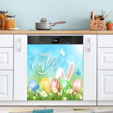 Imagem de ATTX Capa magnética Happy Easter para lava-louças, 58,4 cm C x 66 cm A, decoração da capa da máquina de lavar louça, decalques de armário doméstico e eletrodomésticos adesivos #70