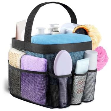 Imagem de Bolsa de Banho Portátil em Tela para Universitários e Dormitórios, Organizador com 8 Bolsos e Grande Capacidade para Praia, Piscina e Academia