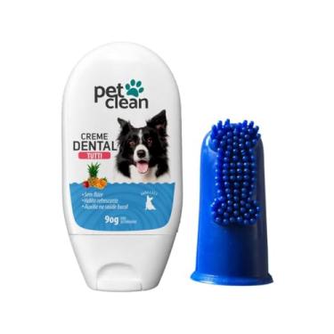 Imagem de Pet Clean Creme Dental Tutti Frutti para Cães e Gatos, Sem Flúor, Fórmula Refrescante, 90g Acompanha Dedeira