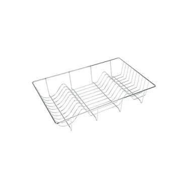 Imagem de Escorredor de Louça Aramado, Ferro Cromado, 48x31x9 cm, Capacidade 18 Pratos, Design Compacto, 300g