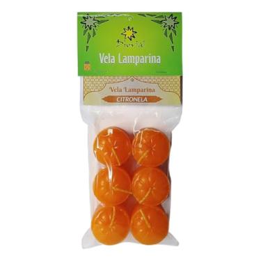 Imagem de Vela Lamparina Especial Djovia Laranja Citronela 6 Unidades