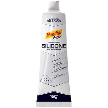 Imagem de Adesivo de Silicone Acetico Uso Geral, bisnaga de 50g, MUNDIAL PRIME, Branca, PT0500005