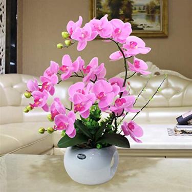 Imagem de LMJYU Flor artificial em vaso flores artificiais de orquídea com vaso Phalaenopsis Planta falsa com vaso (B t)