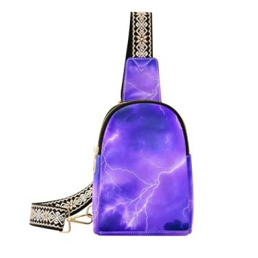 Imagem de CEBUGI Bolsa tiracolo feminina Lightning pequena de couro, pochete transversal para trilhas, viagens ao ar livre