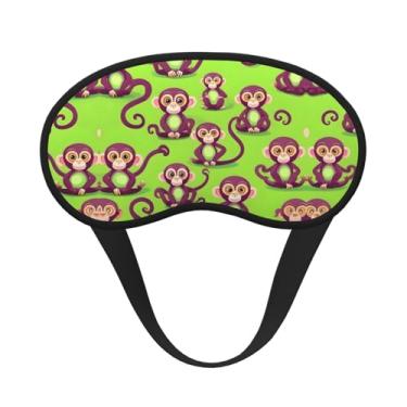 Imagem de Máscara de dormir blecaute com estampa de macaco inteligente verde máscara de luz macia para dormir meditação viagem ioga