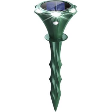 Imagem de Ultrassom repelente de toupeiras solares, repelente de esquilos com luz noturna de LED, repelente de ratazanas à prova d'água, estacas de espiga sônica de esquilo de cobra no quintal, gramado, jardim