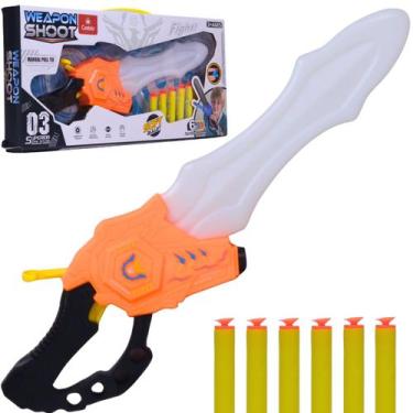 Imagem de Espada Lançador de Dardos Laranja Som Luz - Castela