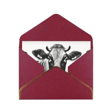 Imagem de SKKNT Coleção Cow Cartões de felicitações para todas as ocasiões, convites de festa de aniversário de casamento, 12,7 x 15,2 cm