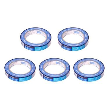Imagem de Kit 5 Fita Crepe Imobiliária Fina 18mm x 50m Atlas Azul Pintura Profis
