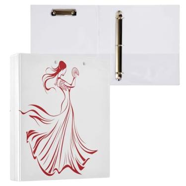 Imagem de Qilmy Organizador de fichário redondo Dancing Girl, fichário de 3 anéis com prancheta (carta A4), fichário fofo para material de escritório escolar 194