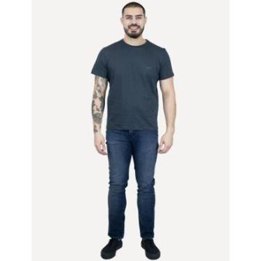 Imagem de Camiseta Ellus Masculina Cotton Fine Duocolor Classic Azul Marinho-Masculino