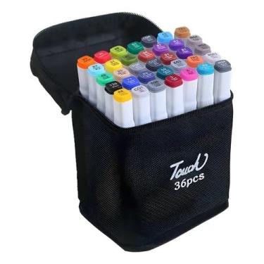 Imagem de Conjunto de Canetas Marcador Permanente Canetinhas para Colorir Touch com Ponta Dupla para Desenhos Profissional e Escolar com Duas Pontas Hidrográficas com Estojo para Transporte Brashopmall® (36)