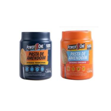 Imagem de 2x Pastas De Amendoim Power One Integral 1kg Tradicional, Lisa e Croca