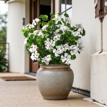 Imagem de ENALGRE Flores artificiais para atividades ao ar livre, 8 peças, gerânios artificiais para ambientes internos, flores falsas, 43 cm, resistentes a raios UV, adequado para decoração de interiores