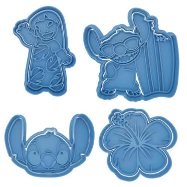 Imagem de Cortador Biscoito Molde Forma LILO E STICH Marcador Carimbo Pasta Amer