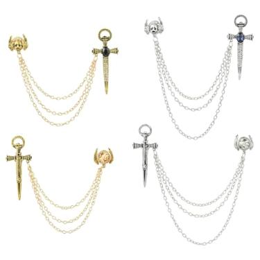 Imagem de Stiesy Broche de lapela esmaltado de gato de flor de café, broches de liga com correntes de pendurar para saia, casaco, jaqueta, chapéu, emblemas colecionáveis vintage para mulheres e homens presentes