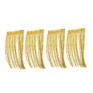 Imagem de Cuofyunl cortinas com borla, fio de metal, folha de alumínio, borlas, fundo de festa, parede, estúdio fotográfico, decoração de fundo (Ouro)