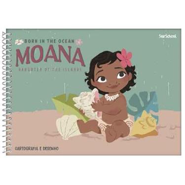 Imagem de Starschool – Caderno de cartografia espiral Moana Disney | 80 Folhas lisas | Capa dura para desenho, arte e projetos com tema de aventura