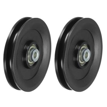 Imagem de PATIKIL Roda de polia de rolamento universal 115 mm/4,5", pacote com 2 polias de rolamento de nylon, substituição para máquina de cabo de peça de equipamento de ginástica
