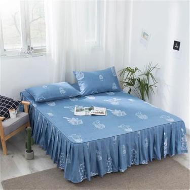 Imagem de Capa de cama plissada Fashion Home com saia de cama, tamanho queen, resistente ao desbotamento, macia, para cama de solteiro e casal, 6, 200x220x40cm
