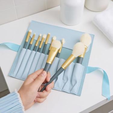 Imagem de Conjunto de pincéis de maquiagem com 10 peças, pincéis cosméticos macios e fofos para base, blush, pó e aplicação de sombra