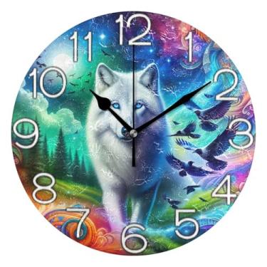 Imagem de GAIGEO Relógio de parede decorativo analógico funky alimentado por bateria relógio de cozinha de escritório, arte de parede boho, decoração de casa, desenho animado de pássaro colorido, 25 cm